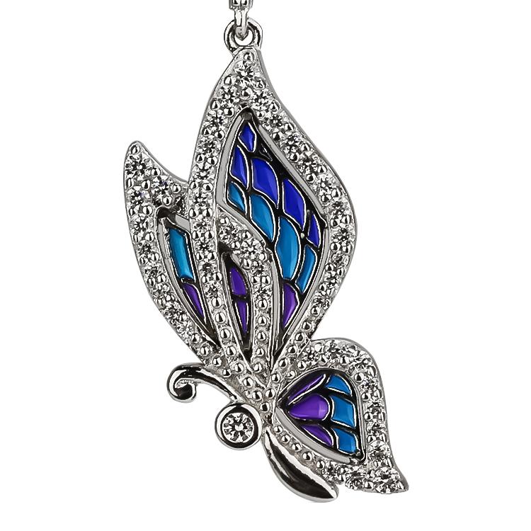 Sterling Silver Violet Butterfly Pendant Necklace Made with Swarovski –  SilverSpeck